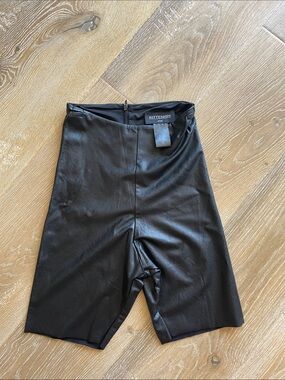 Kittenish Black Faux Leather High-Waist Biker Shorts